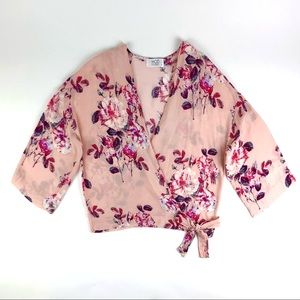 MOD Boutique Floral Print Wrap Side Tie Top
